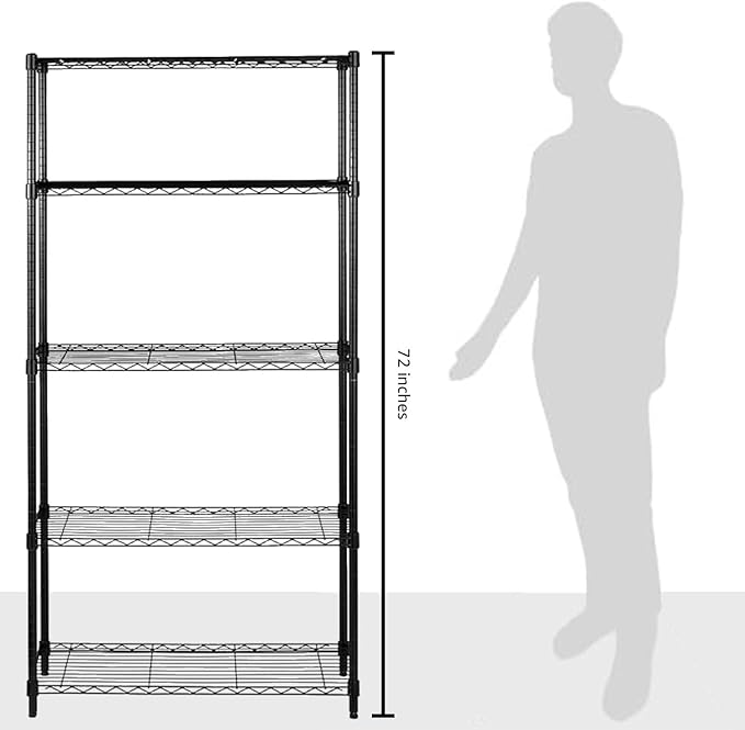 Amazon Basics 5-Shelf Adjustable Heavy Duty Steel Wire Rack Storage Shelving - Image 7