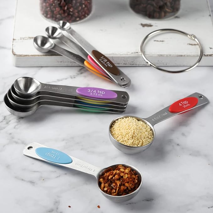 Magnetic Measuring Spoons Set of 9 Stainless Steel Stackable Measuring Spoons - Image 8