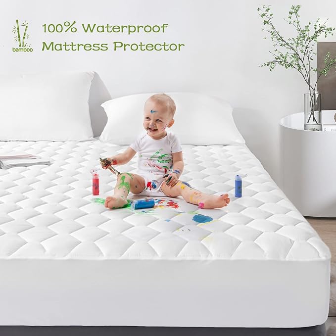 GRT Twin XL Mattress Protector Waterproof, Rayon from Bamboo, Cooling Quilted - Image 3