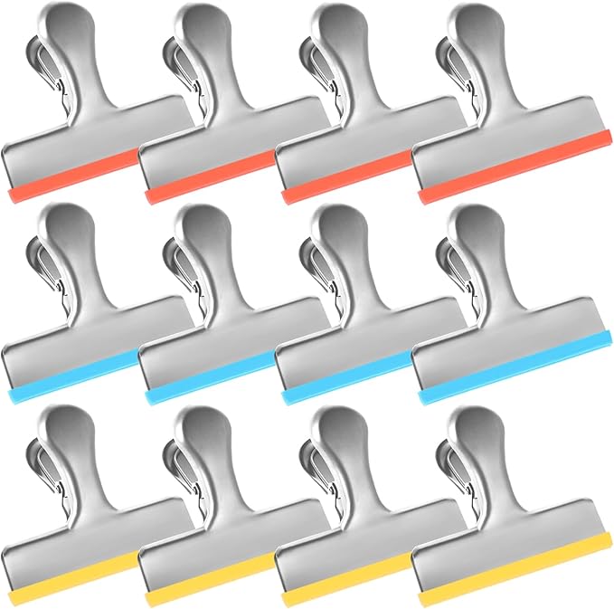 HOUSE AGAIN 12 Small Pack Stainless Steel Chip Bag Clips Covered by HOUSEAGAIN