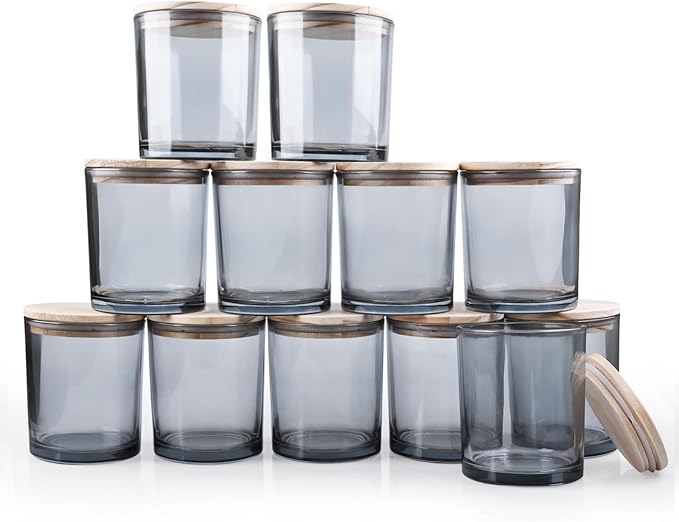 14 OZ Thick Candle Jars for Making Candles 12 Pcs, 3 Wick Empty Jars by Showin