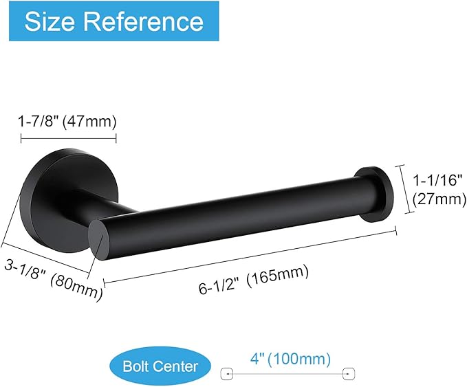 TASTOS Matte Black Toilet Paper Holder SUS304 Stainless Steel, Modern Round - Image 4