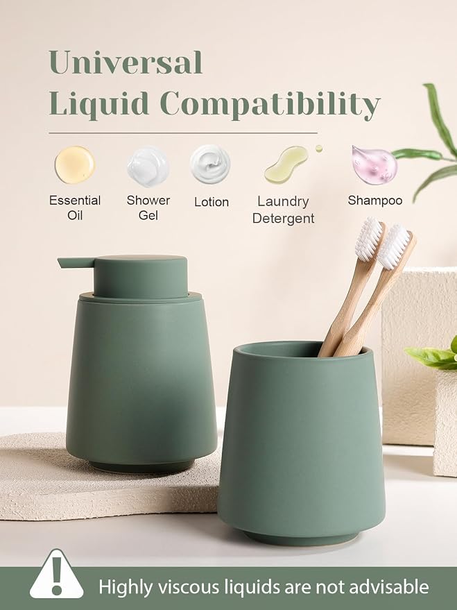 INGOFIN Ceramic Soap Dispenser, 14 oz Bathroom Hand Soap Dispenser, Liquid - Image 7