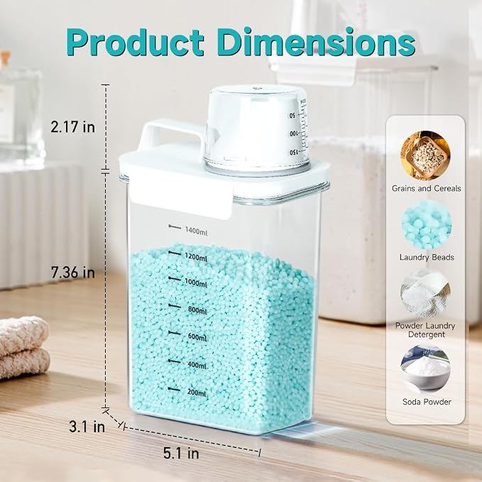 Tokokimo 2 Packs Laundry Powder Container, Laundry Detergent Dispenser - Image 4