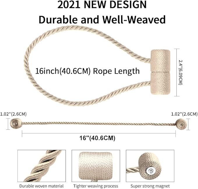 18 Inch Strong Magnetic Curtain Tiebacks, Curtain Holdbacks Modern Upgrade - Image 2