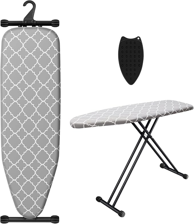 Ironing Board with Silicone Iron Rest pad, Extra Thick Cover, 14x54 Compact and by UFETGYG