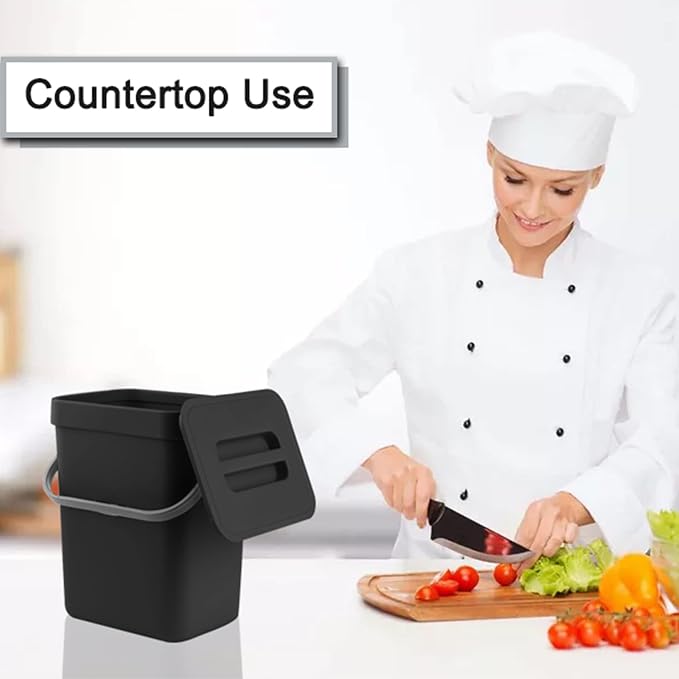 stonespace Kitchen Compost Bin for Countertop, Hanging Small Trash Can - Image 2