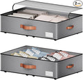 Under bed Storage With Wheels, Large Capacity 7.5 inches Height Storage Bins by leatherspaces