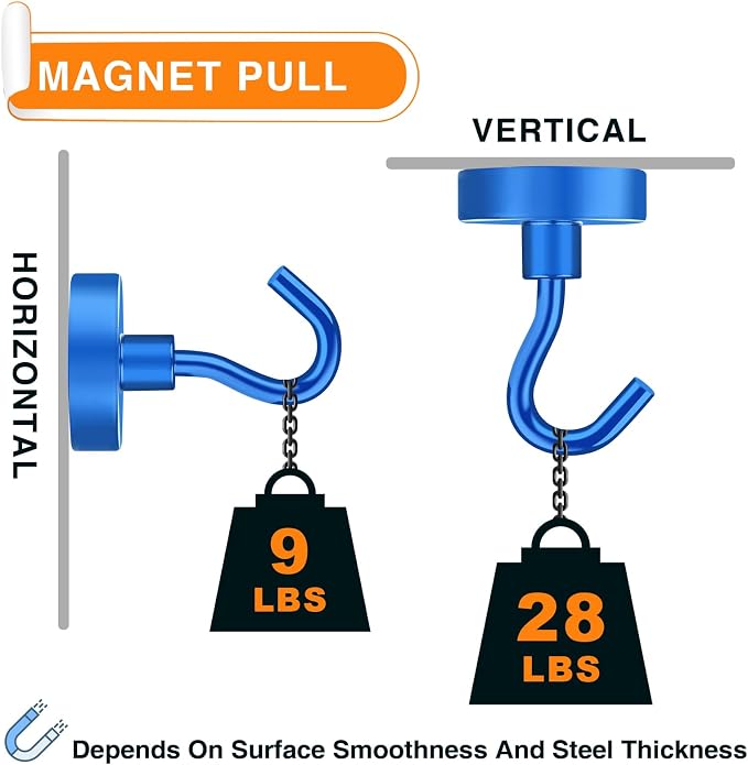 MIKEDE Magnetic Hooks Heavy Duty, 28LB+ Strong Magnets - Image 2