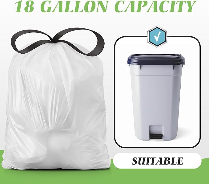 Drawstring Trash Bags-18 Gallon 120 Counts Large Strong Tall Kitchen Trash Bags - Image 5