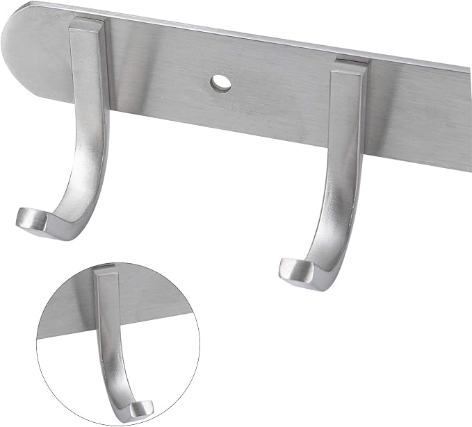 Towel Hook Rack Brushed Nickel 17-Inch Coat Hook Rail Wall Mounted - Image 5