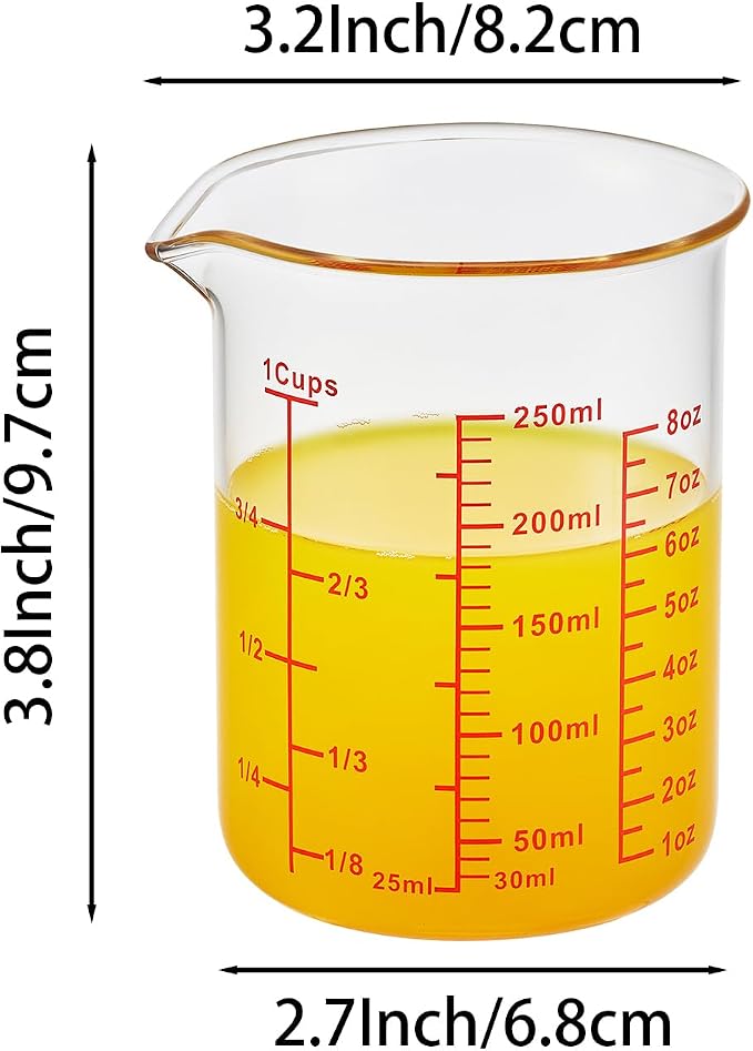 Ackers Glass Measuring Cup 1 Cup, 8oz Borosilicate Liquid Measuring Cup - Image 7