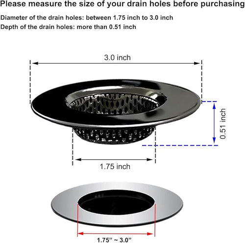 1.75" Bathtub Drain Strainers, Shower Drain Hair Catchers, Stainless Steel - Image 2
