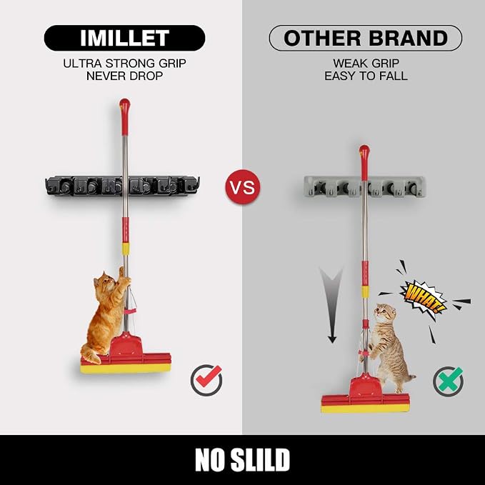 IMILLET Mop and Broom Holder, Wall Mounted Organizer-Mop and broom Storage Tool - Image 4