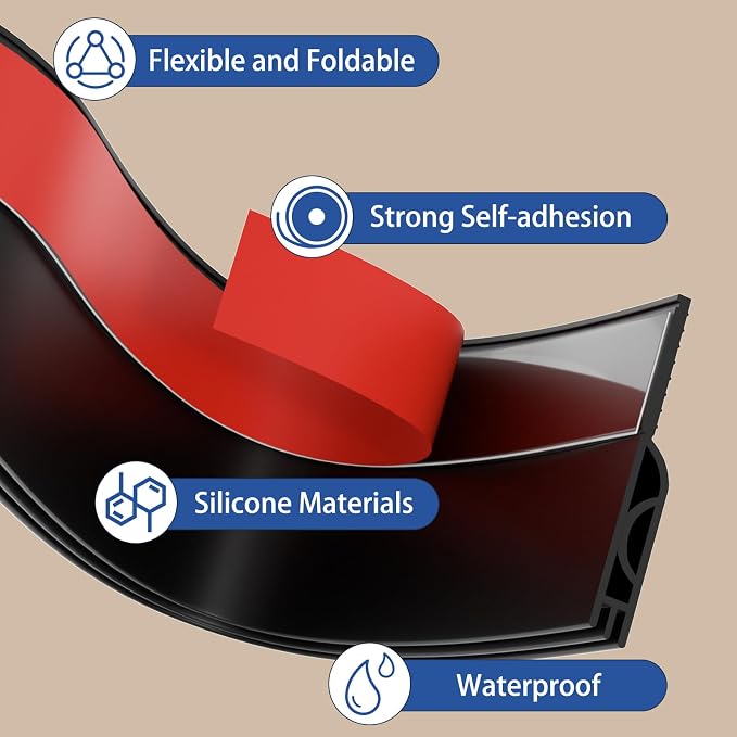 Under Door Draft Stopper, Self-Adhesive Door Sweep - Image 4