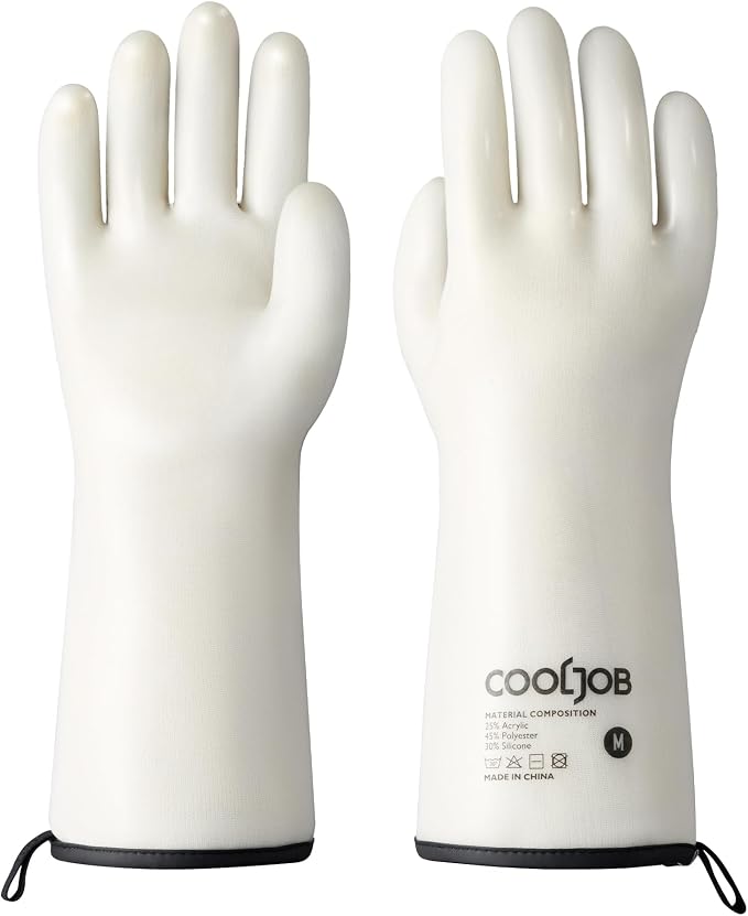 COOLJOB Heat Resistant Oven Gloves, Waterproof Liquid Silicone BBQ Grilling by COOLJOB