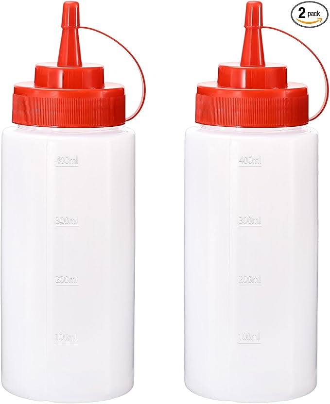 Condiment Squeeze Bottles Ketchup Dispenser, 2 Pack 16oz Squeeze Bottles by Katfort