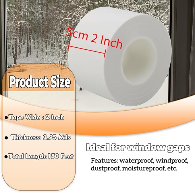 Window Insulation for Winter Weather Sealing Tape 2 Inch x 50 Yards Weather - Image 2