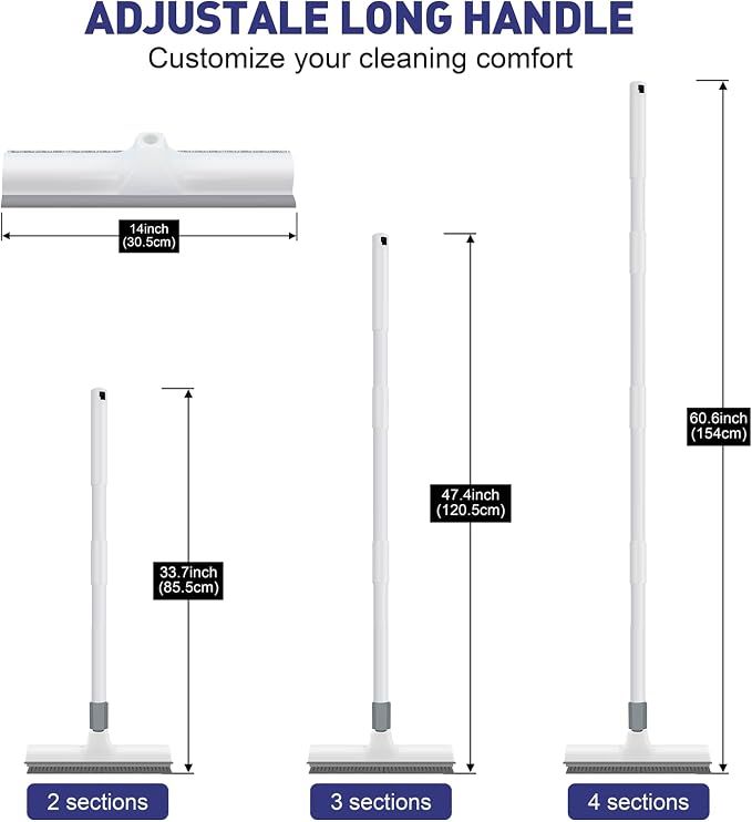 Floor Scrub Brush with 60 inch Long Handle, 2 in 1 Heavy Duty Stiff Bristle - Image 2