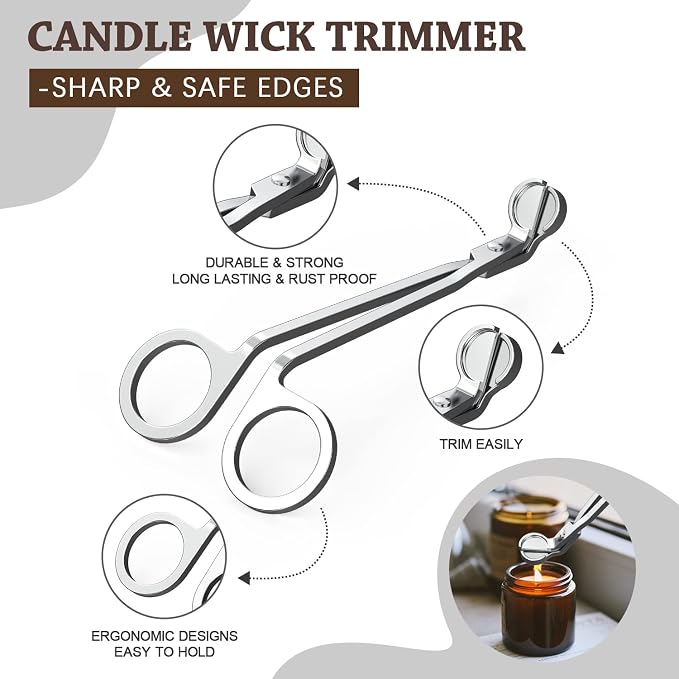 5 in 1 Candle Accessory Set, Candle Wick Trimmer Cutter, Candle Wick Dipper - Image 4