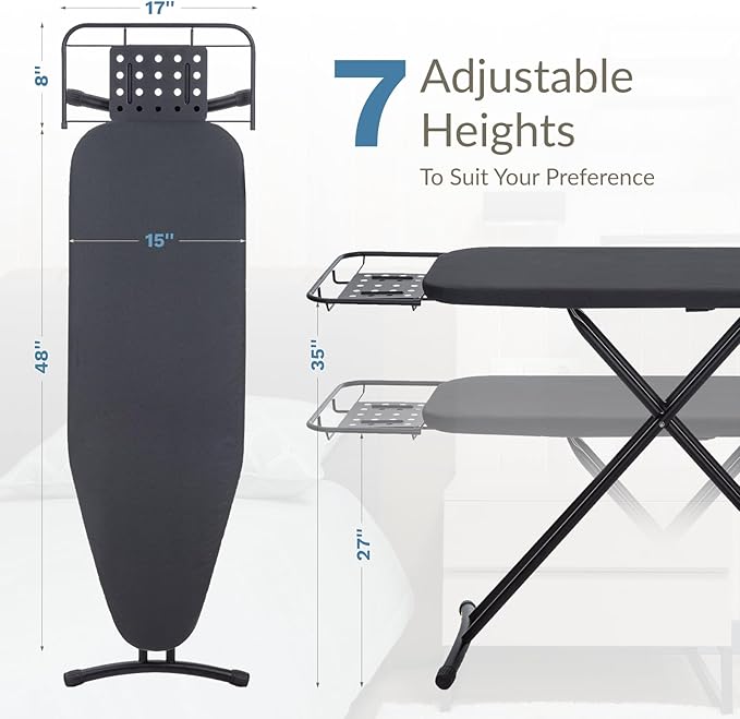 Ironing Board 48" x 15" with Retractable Iron Rest, RAINHOL Heavy Duty Full - Image 3