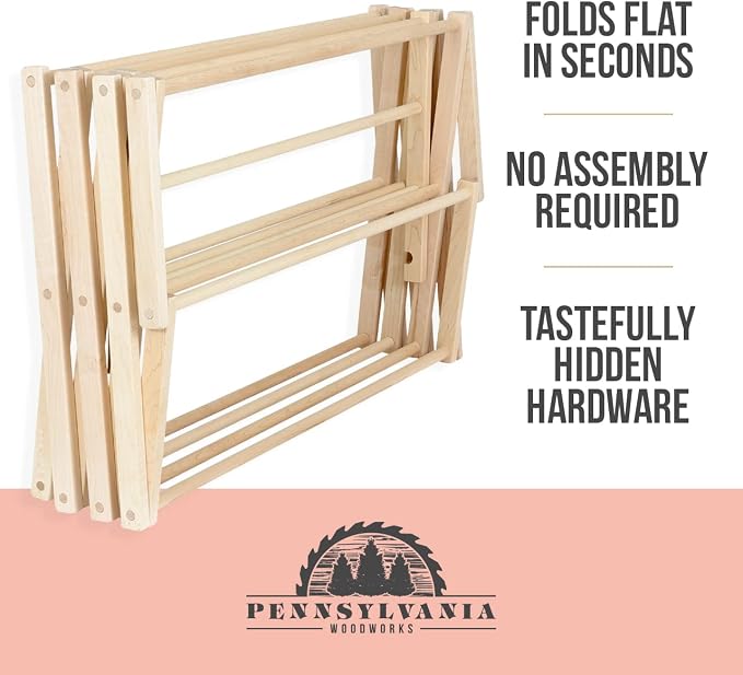 Pennsylvania Woodworks Clothes Drying Rack: Solid Maple Hard Wood Laundry Rack - Image 8
