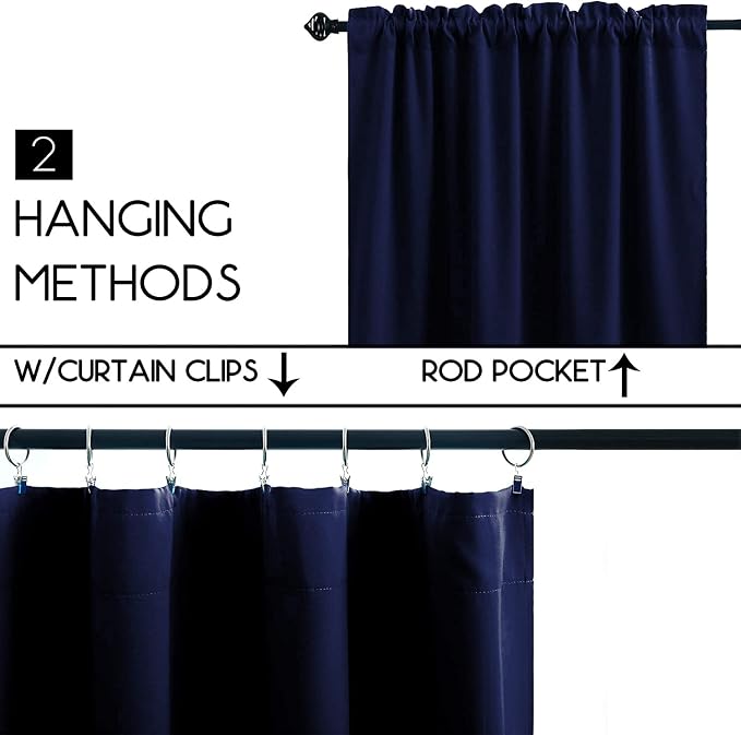 Cafe Kitchen Curtains 36 Inches Long 2 Panels, Short Black Out Curtain - Image 2