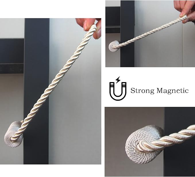 Magnetic Curtain Tiebacks 6 Pack Beige Curtain Rope Tieback Curtain Holders - Image 5