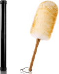 Lambs Wool Duster with Solid Bamboo Handle, Leather Hang Strap, 18.9 inch Long by GRNVDWN