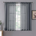 Tollpiz Short Sheer Curtain Linen Textured Bedroom Curtains Sheer Light by Tollpiz