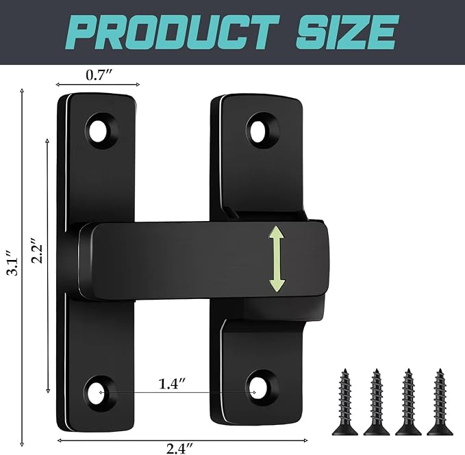 90/180 Degree Barn Door Lock, Small Flip Gate Latches Protect Privacy Sliding - Image 5