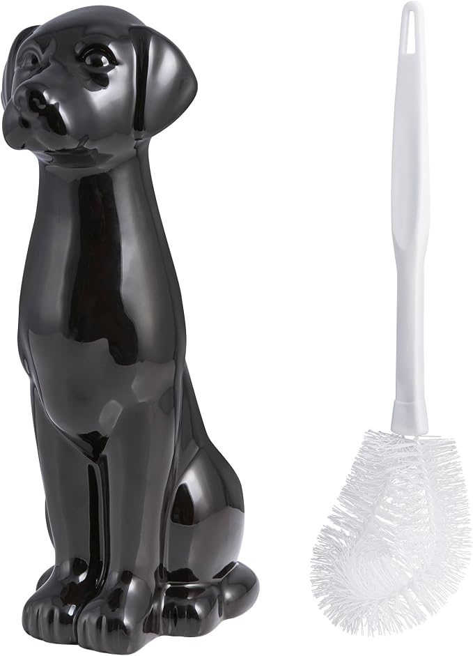 Black Labrador Ceramic Toilet Brush Holder - Image 3