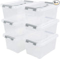 6-Pack 6 L Plastic Storage Containers Latch Storage Box by Qskely