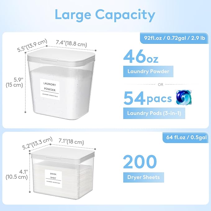 Lifewit 4+1 Laundry Pods Container & Dryer Sheet Holder, Large Powder Detergent - Image 4
