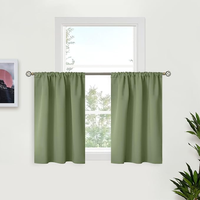 BGment Olive Green Blackout Curtains 36 Inches Long by BGment