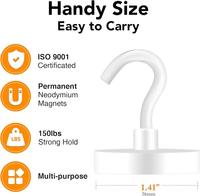 MIKEDE Magnetic Hooks Heavy Duty, 150LB Super Strong Magnetic Hooks - Image 4