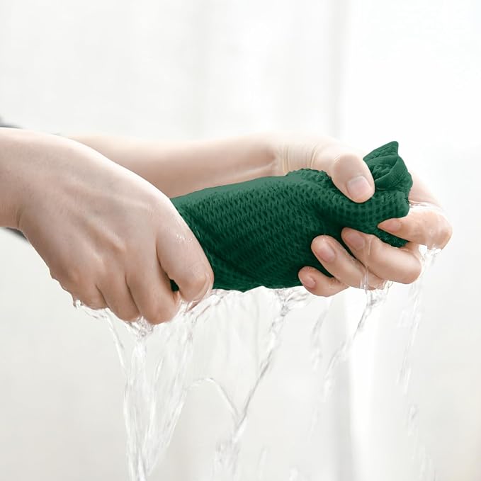 Artoid Mode 100% Cotton Dark Green Waffle Weave Kitchen Dish Cloths, 12x12 Inch - Image 3