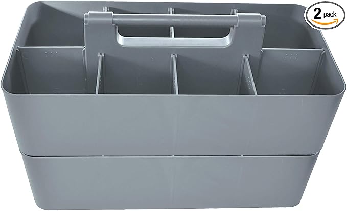 2 PACK - Portable DIY 8 Dividers Durable Plastic Tote Tool & Supply Cleaning by EnjoyOrganizer