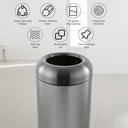 Dyna-Living Stainless Steel Trash Can Outdoor Large Garbage Can - Image 2