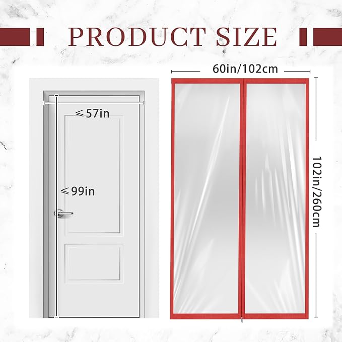 Amylove Zipper 60 x 102 Inch Dust Barrier Kit Red Edged Temporary Construction - Image 2