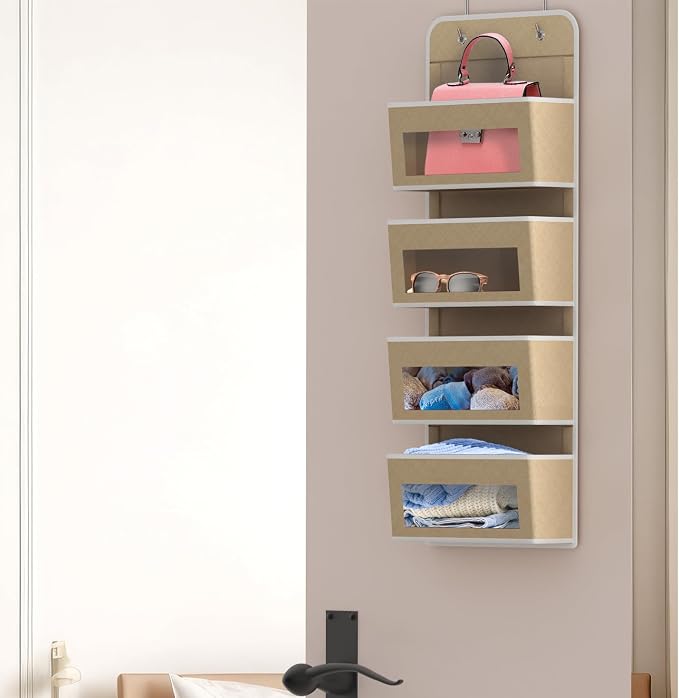 Simple Houseware 4 Clear Window Pocket Over Closet Door Storage Hanging - Image 5