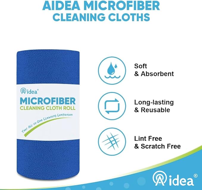 AIDEA Microfiber Cleaning Cloth Roll, Shop Towels 55 Sheets Washable, - Image 3