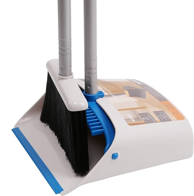 TreeLen Long Handle Broom and Dustpan Set, Upright Dust Pan Combo by TreeLen