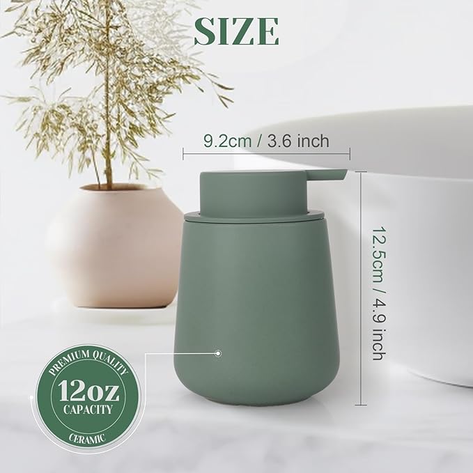 INGOFIN Ceramic Foaming Soap Dispenser - 12oz Foam Hand Soap Dispenser Bathroom - Image 2