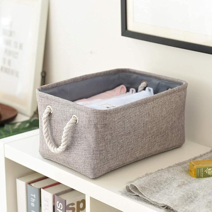 Storage Basket Fabric Sturdy Canvas Storage Bins Organizer - Image 2