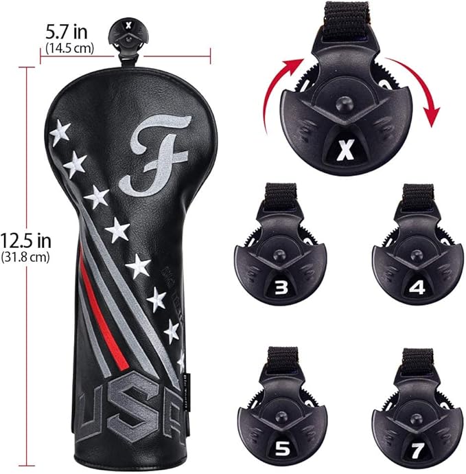 Big Teeth Golf Cover USA Stripe and Star Headcover Covers, Driver Fairway Wood - Image 3