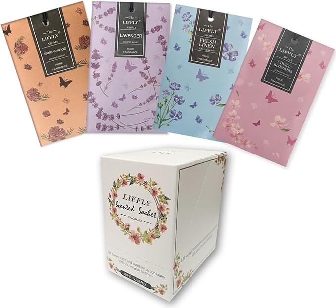 14 Packs Scented Sachets for Drawers and Closets Lavender Fresh Linen by LIFFLY