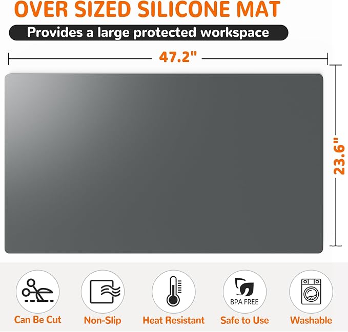 Warome Silicone Mat, Nonslip Heat Resistant Mat, Extra Large Kitchen Counter Mat - Image 3