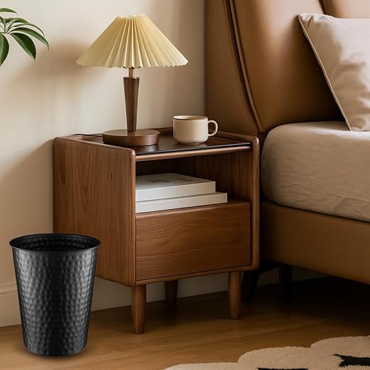 Monarch Abode Black Hand Hammered Metal Wastebasket - Image 7