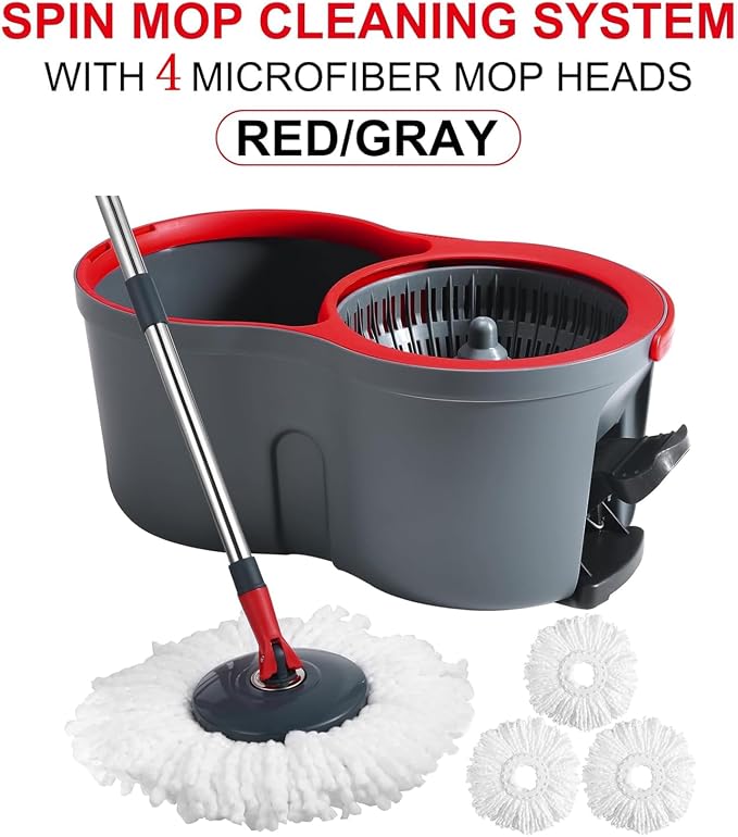 360° Spin Mop and Bucket Set Quick-Dry Technology, Mop and Bucket - Image 2